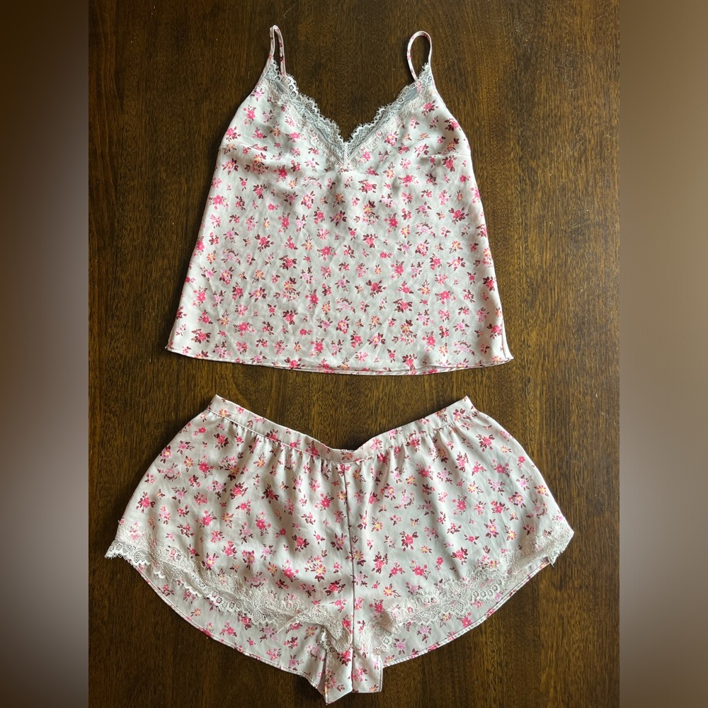 Victoria Secret Floral Lace Trim Sleepwear Set